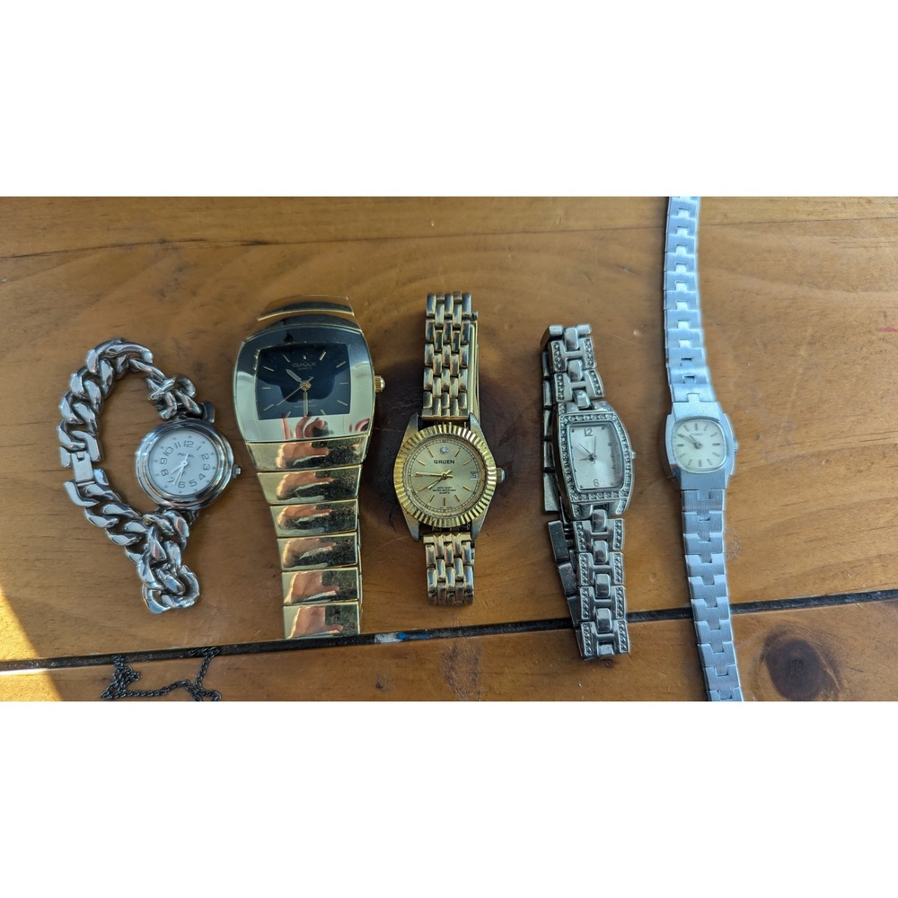 Vintage Lot of 5 Women's Wrist Watches Gruen Timex Omax Fashion Jewelry